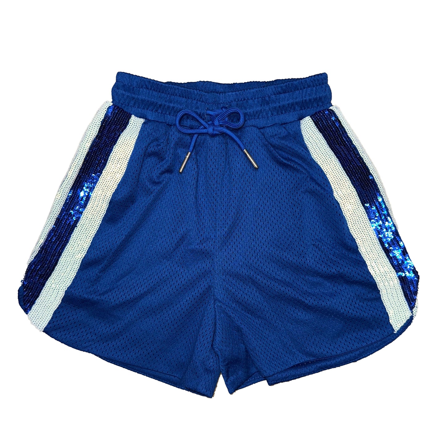 Royal Blue and White Sequin Shorts