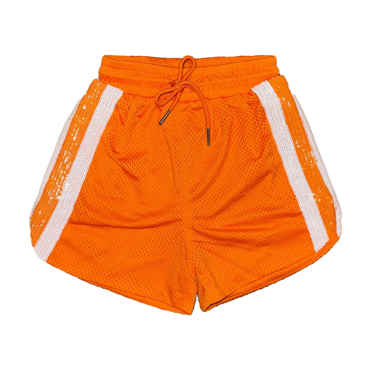 Orange and White Sequin Shorts