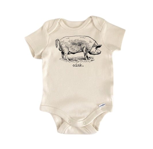 Pig Ham Farm Newborn Baby Onesie front view