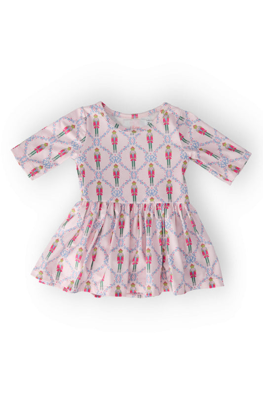 Pink Nutcracker 3/4 Sleeve Twirl Bodysuit
