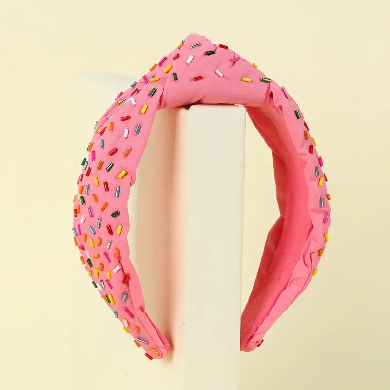 Pink Sprinkle Knotted Headband for Girls