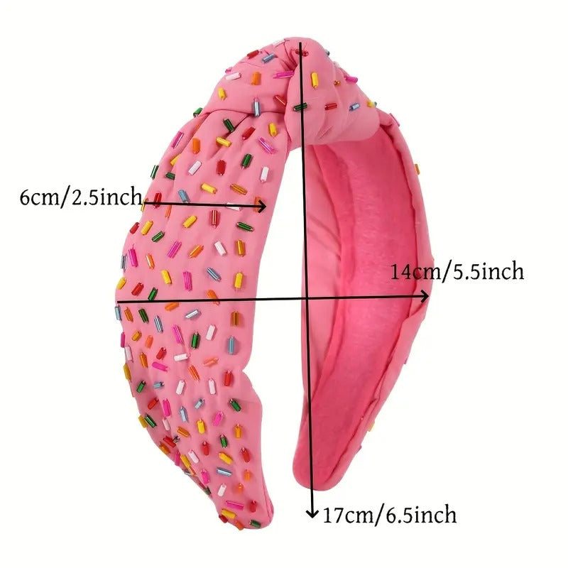 Pink Sprinkle Knotted Headband for Girls