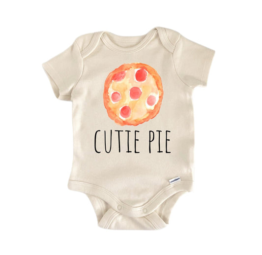Pizza Pie Heart Newborn Baby Onesie front view