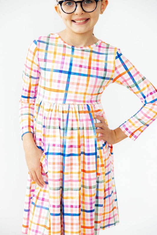 Plaid About You L/S Pocket Twirl Dress