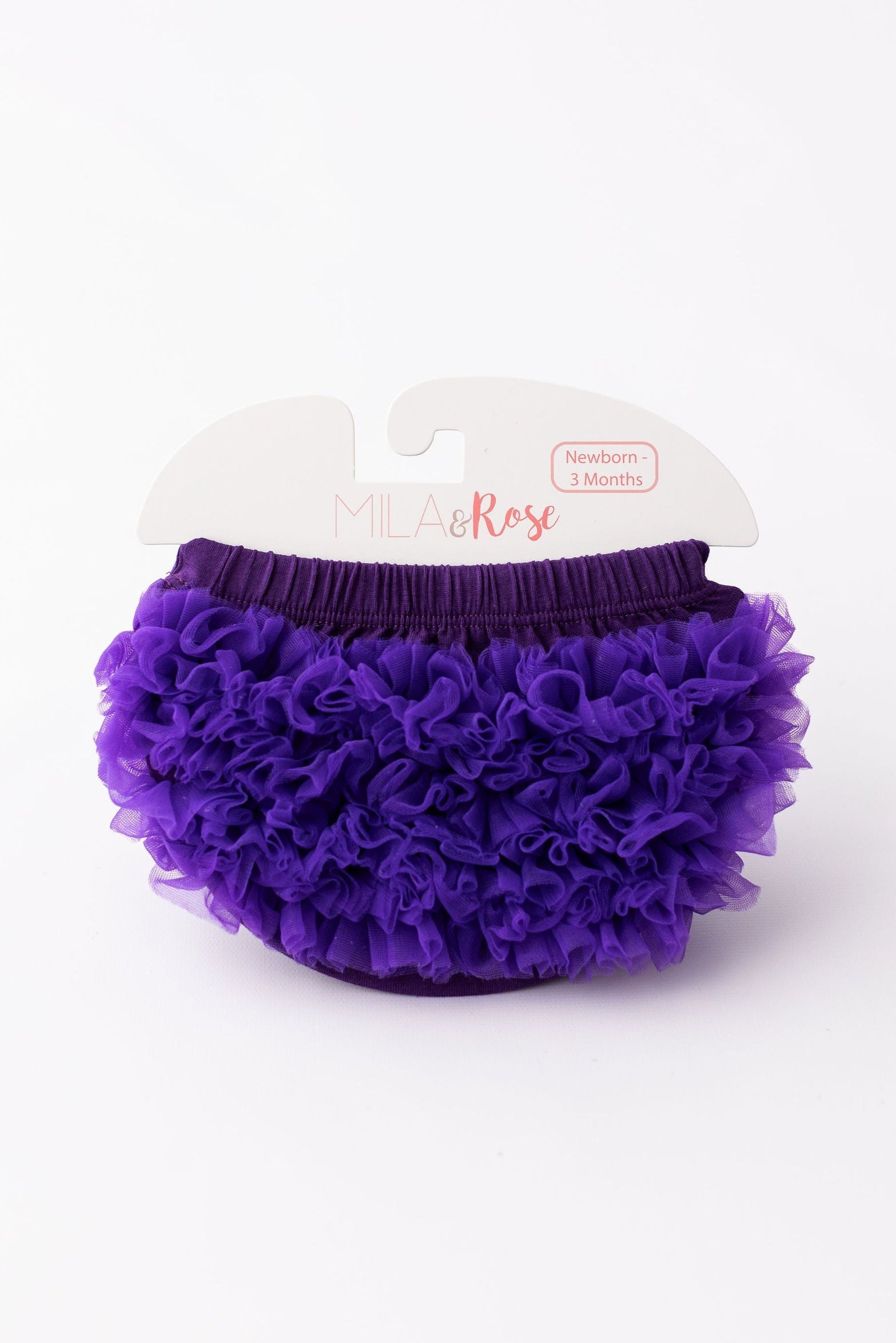 Purple ruffle bum bloomer front view