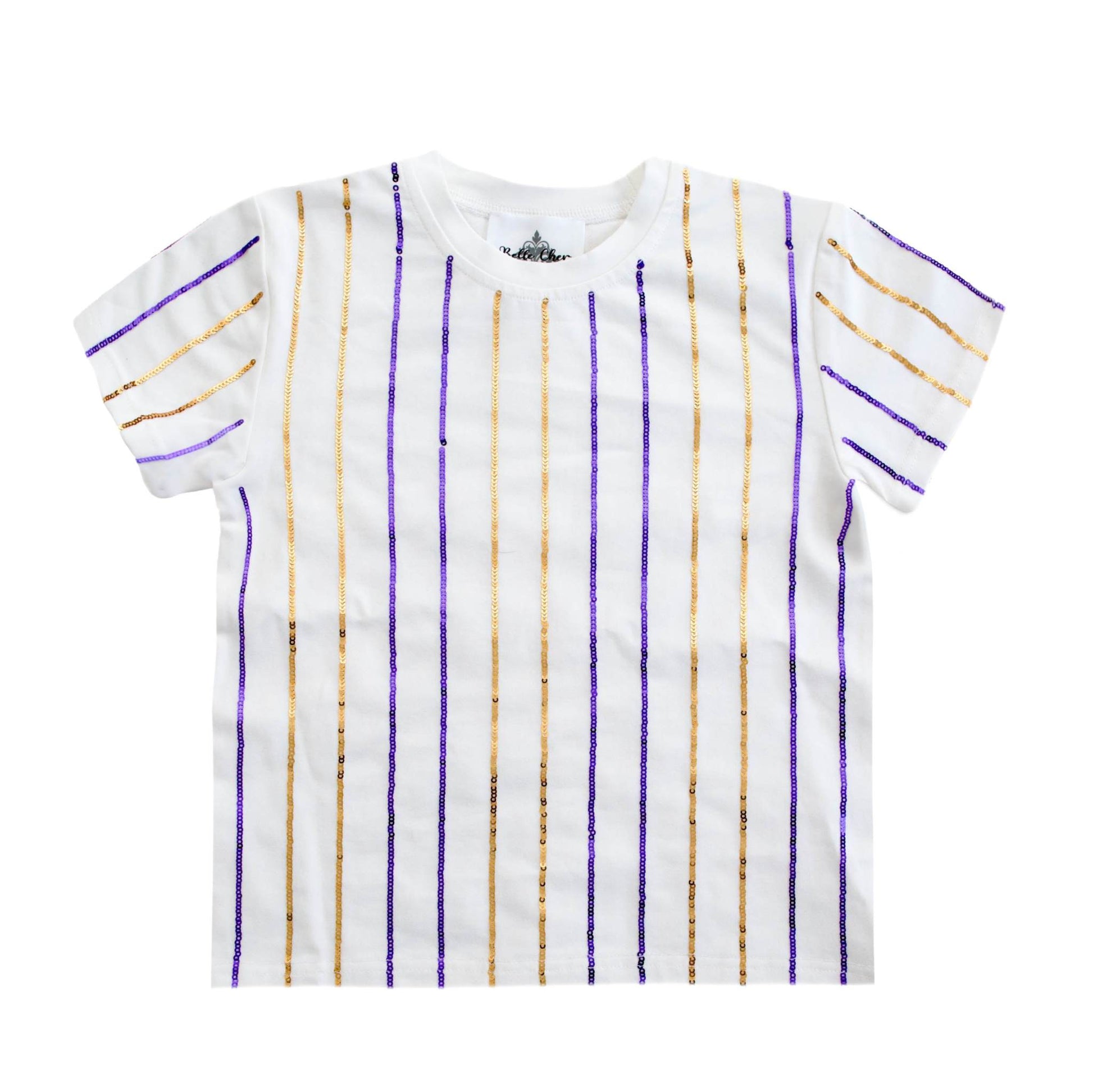 Purple and Gold Sequin Striped Kid Shirt