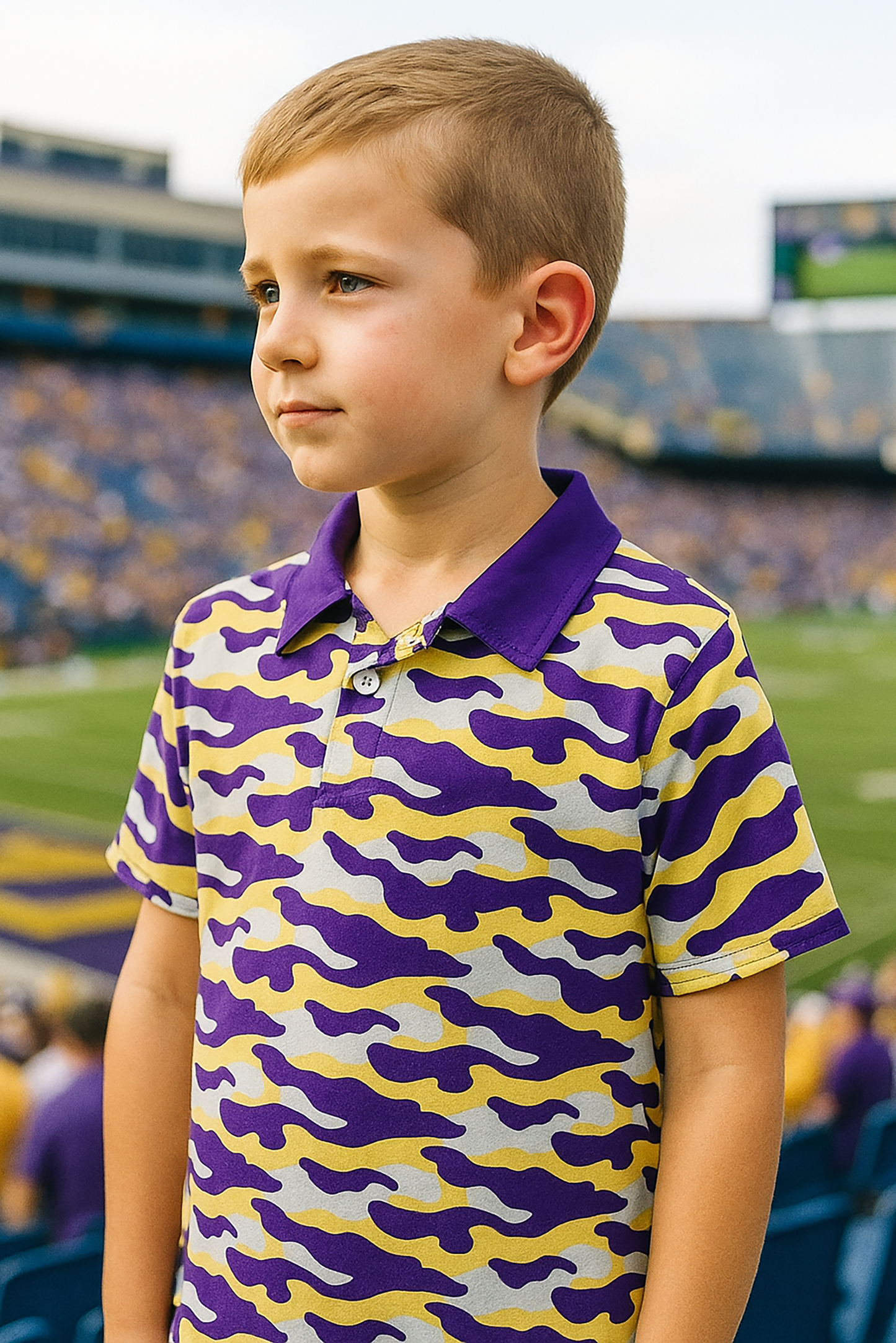 Purple and Yellow Camo Polo