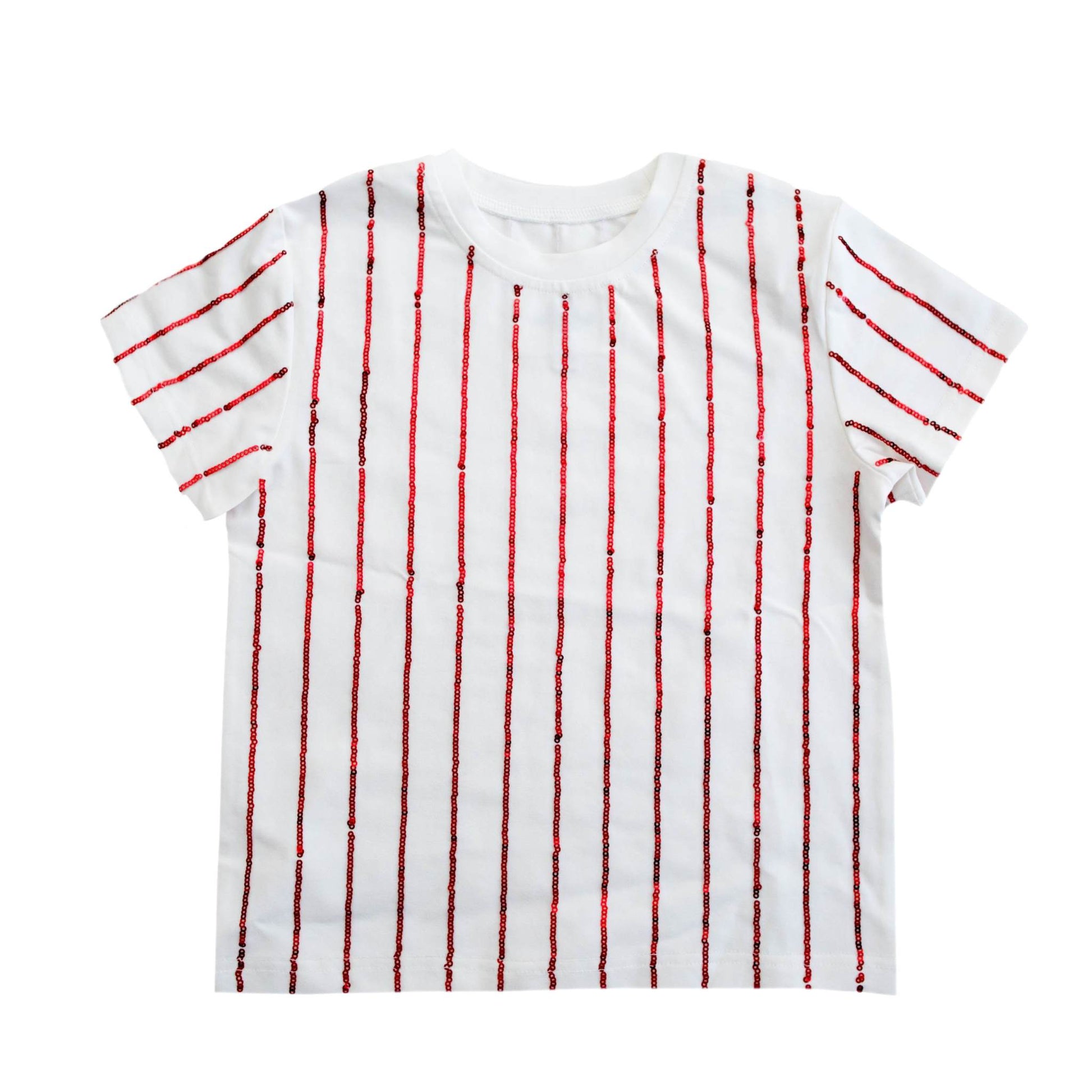 Red Sequin Striped Kid Shirt