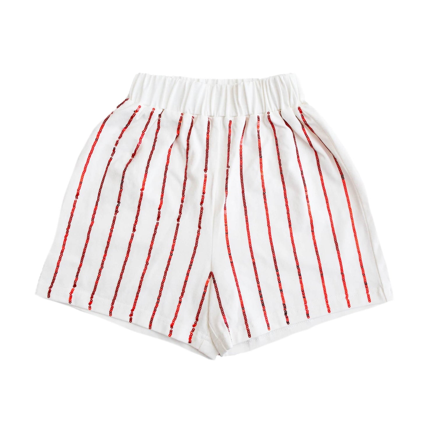 Red Sequin Striped Kid Shorts