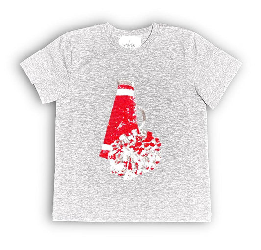 Red and Gray Megaphone Sequin Kid Shirt