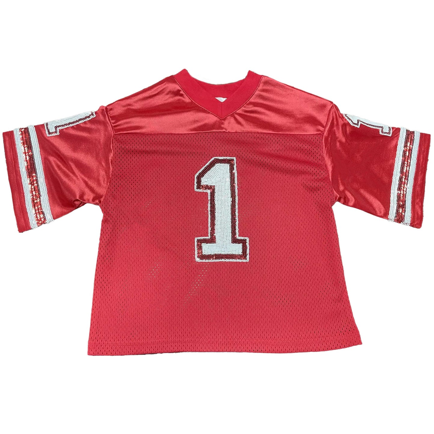 Red and White Sequin Jersey