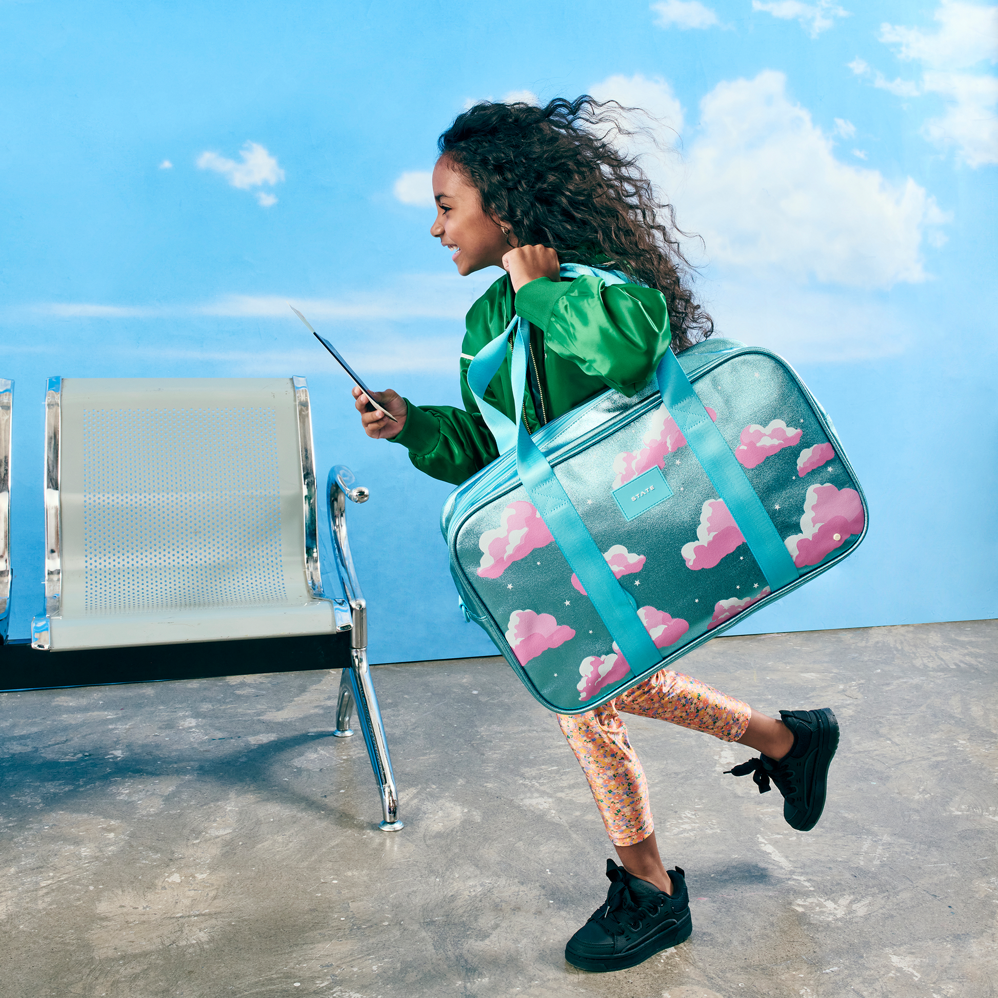 Rockaway Duffle in Clouds, print close-up