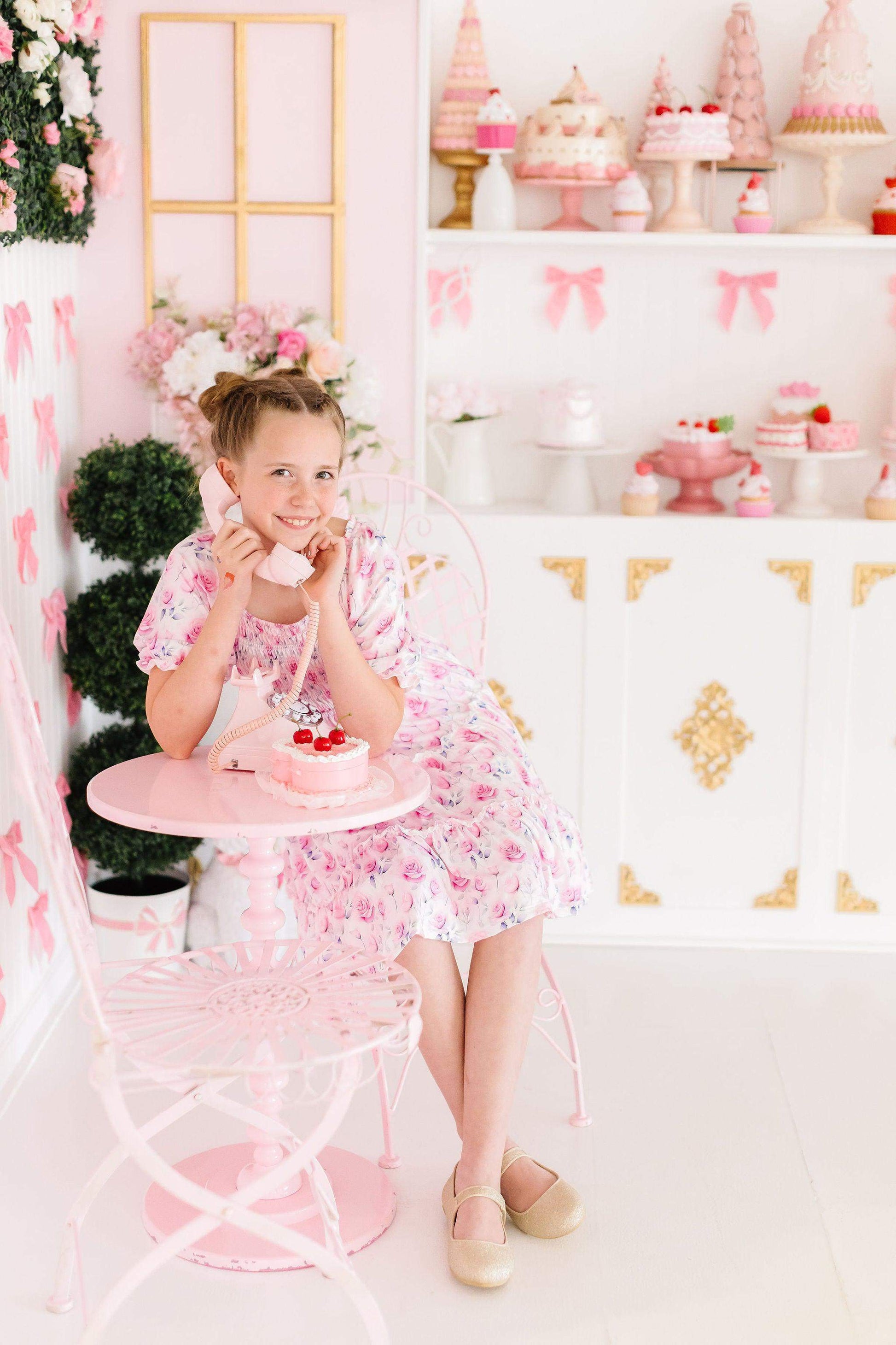Rose Garden Smocked Ruffle Dress fabric and material close-up