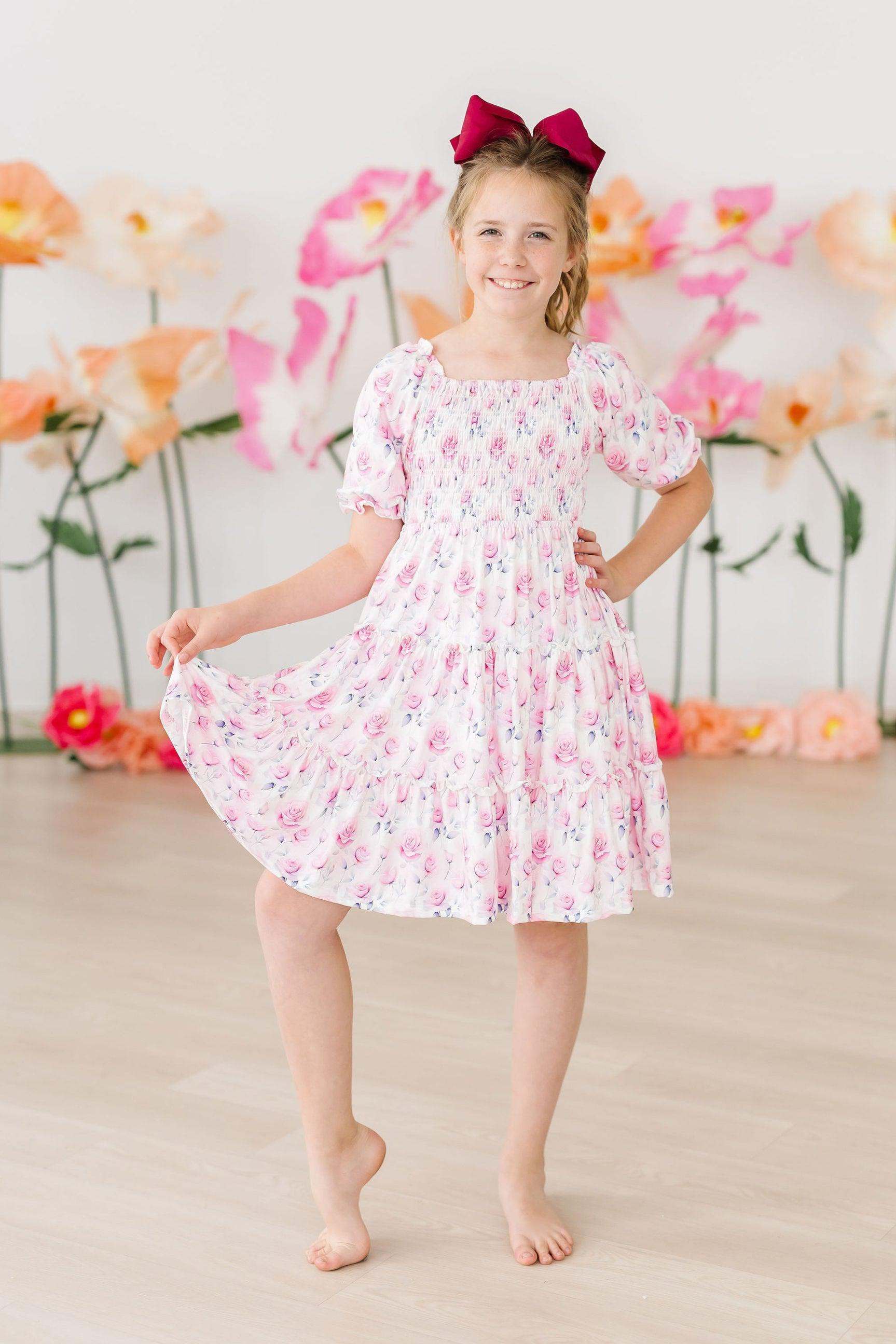 Rose Garden Smocked Ruffle Dress print and pattern detail