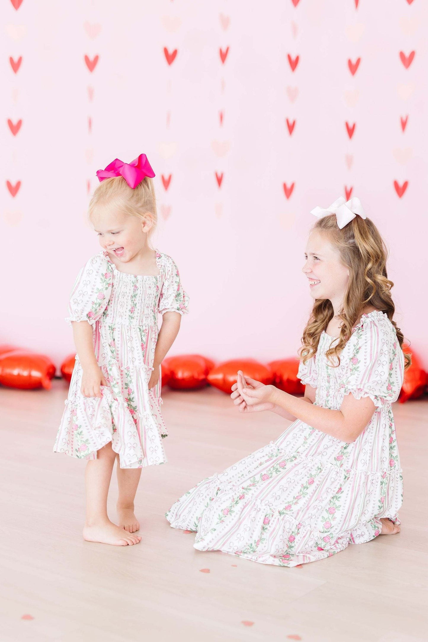 Rosebud Bows Smocked Ruffle Dress detail view
