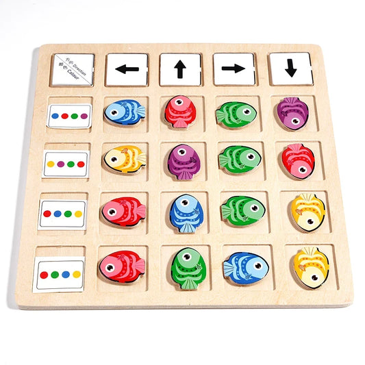 Montessori Wooden Board Game – Educational Logic & Color Toy for Kids