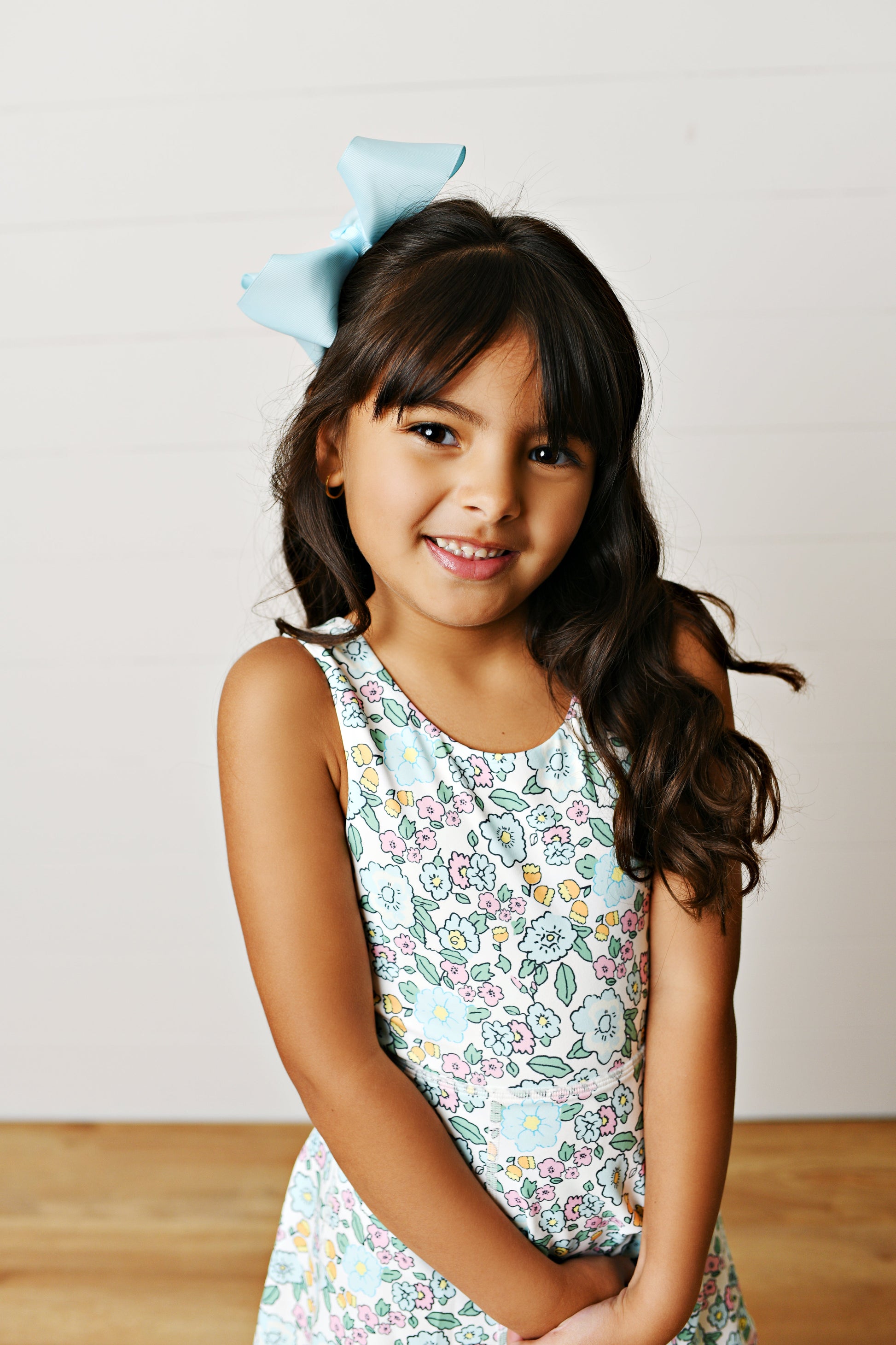 Aqua bloom athletic dress twirl side view