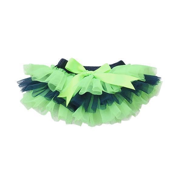 Game Day Navy and Neon Green Ruffle Tutu Bloomer - front view