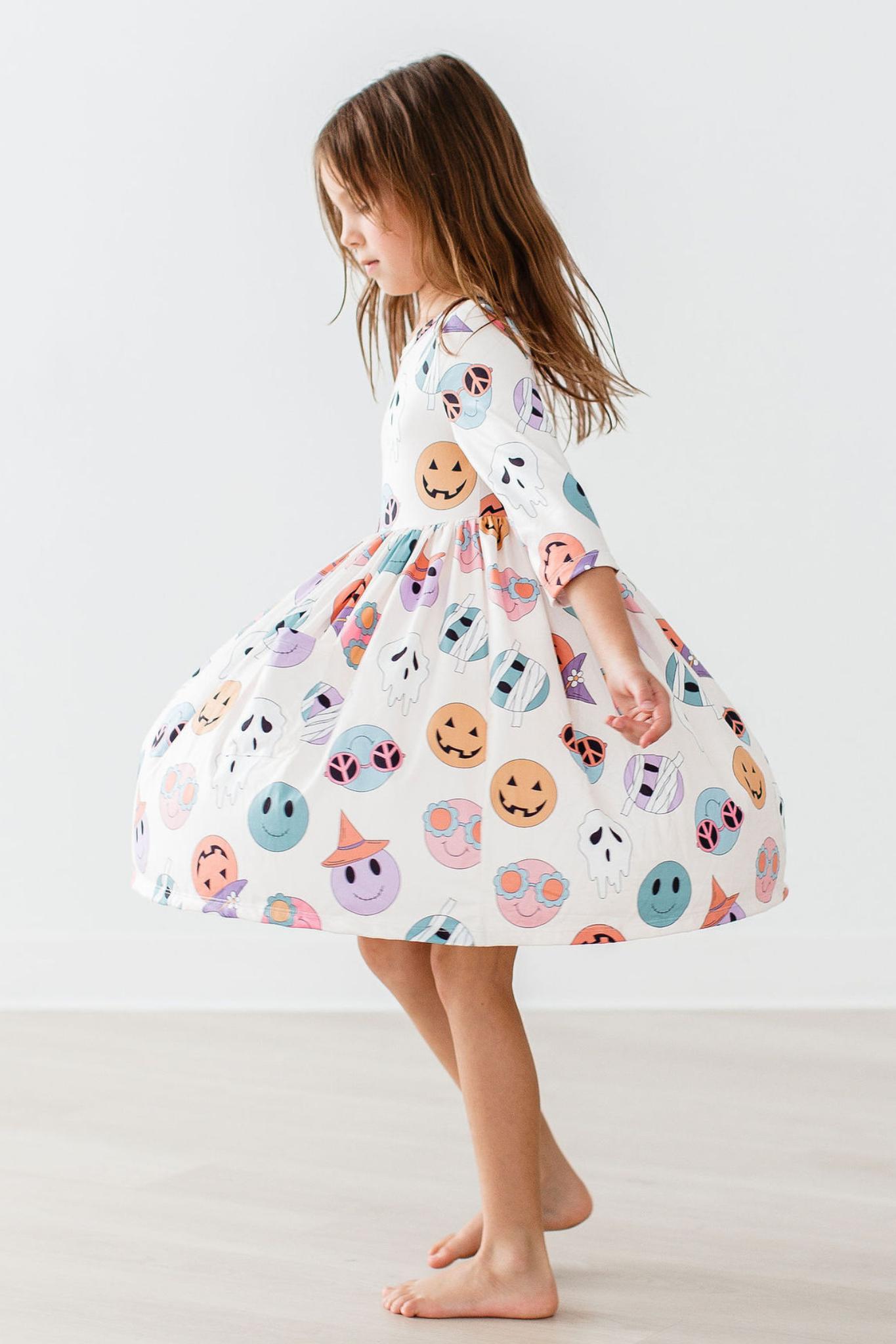 Monster Mash 3/4 Sleeve Pocket Twirl Dress