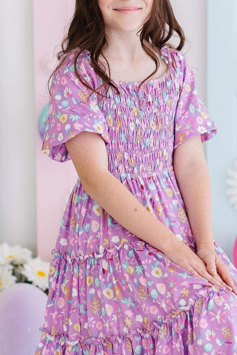 SALE Playful Posy Smocked Ruffle Dress