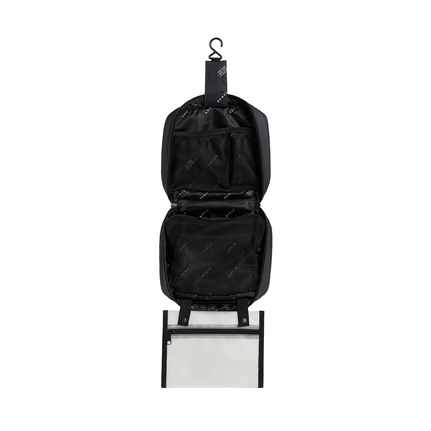 Bensen Toiletry Kit in Black, zip detail