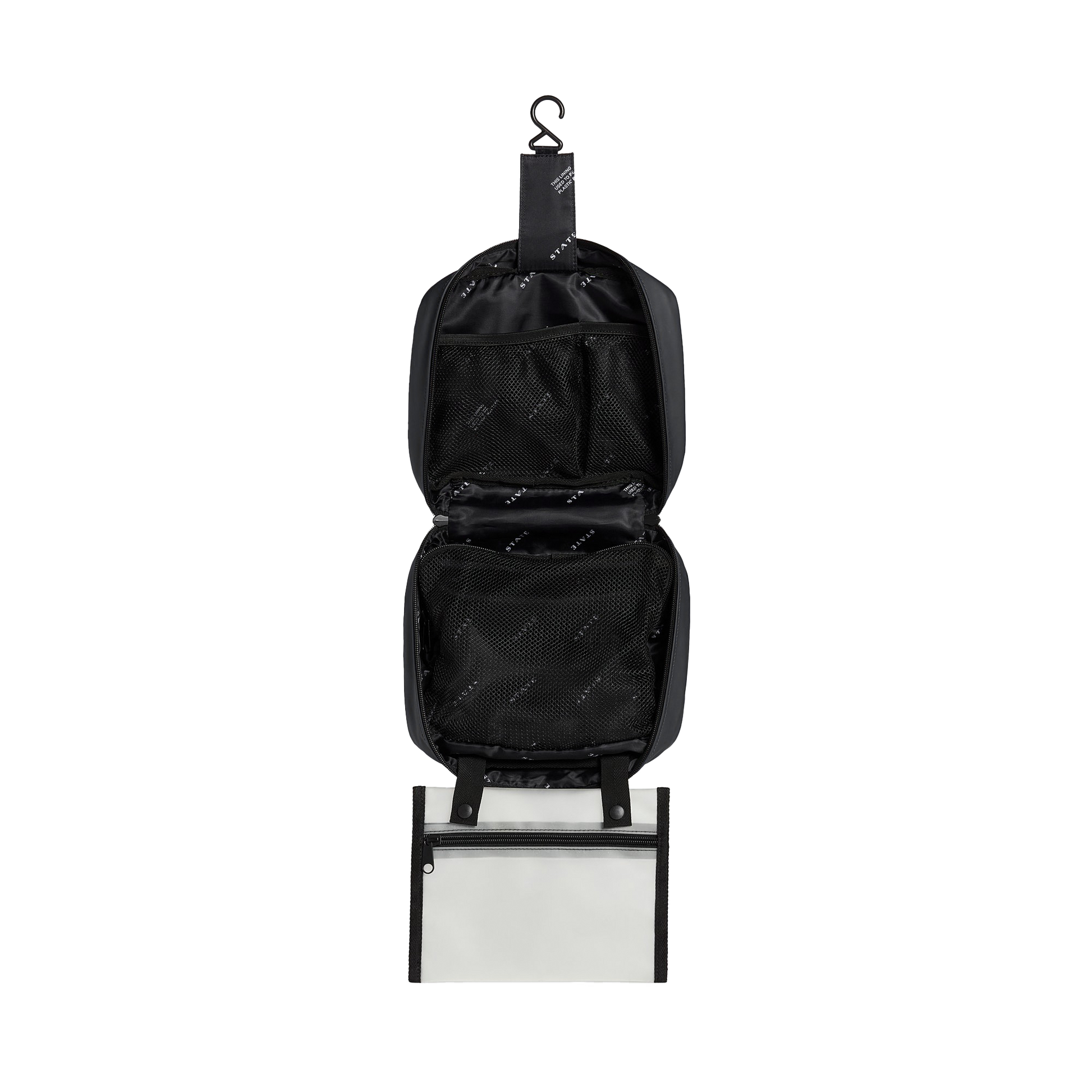 Bensen Toiletry Kit in Black, zip detail