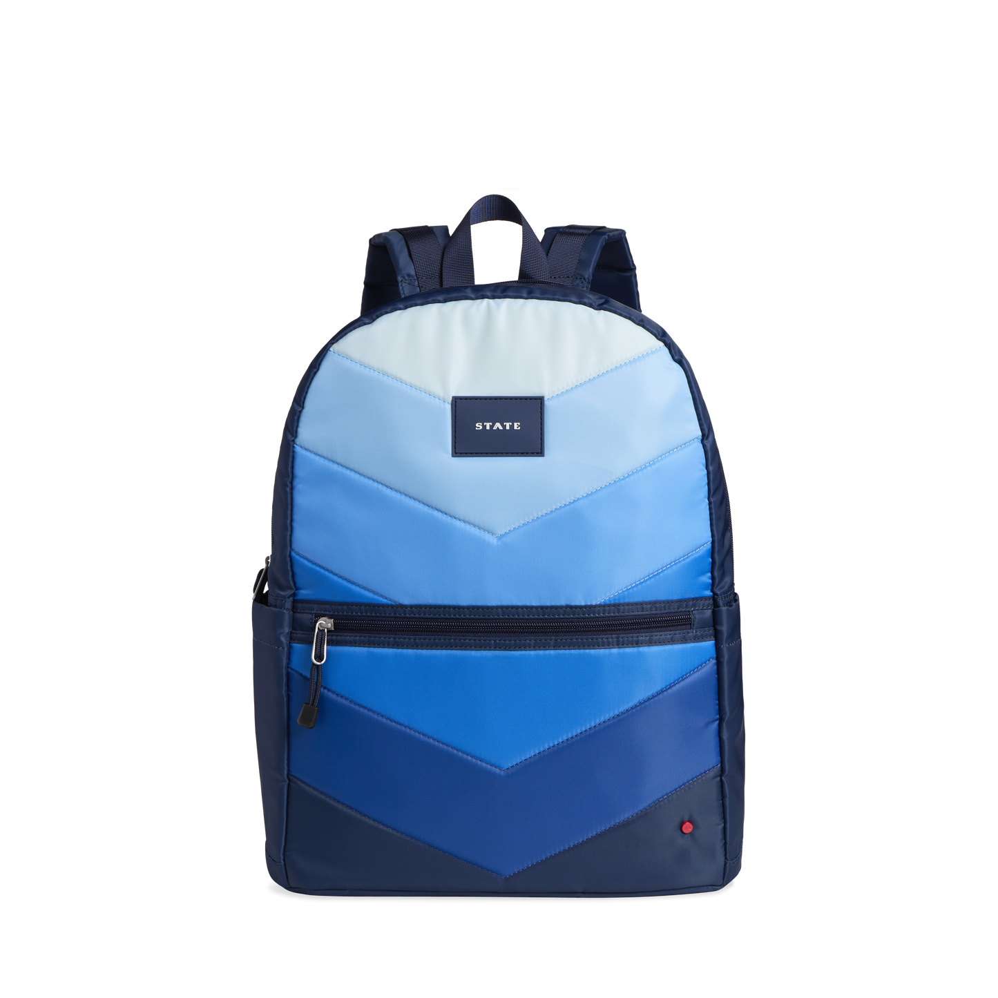 Kane Double Pocket Large Backpack in Blue Chevron, front view