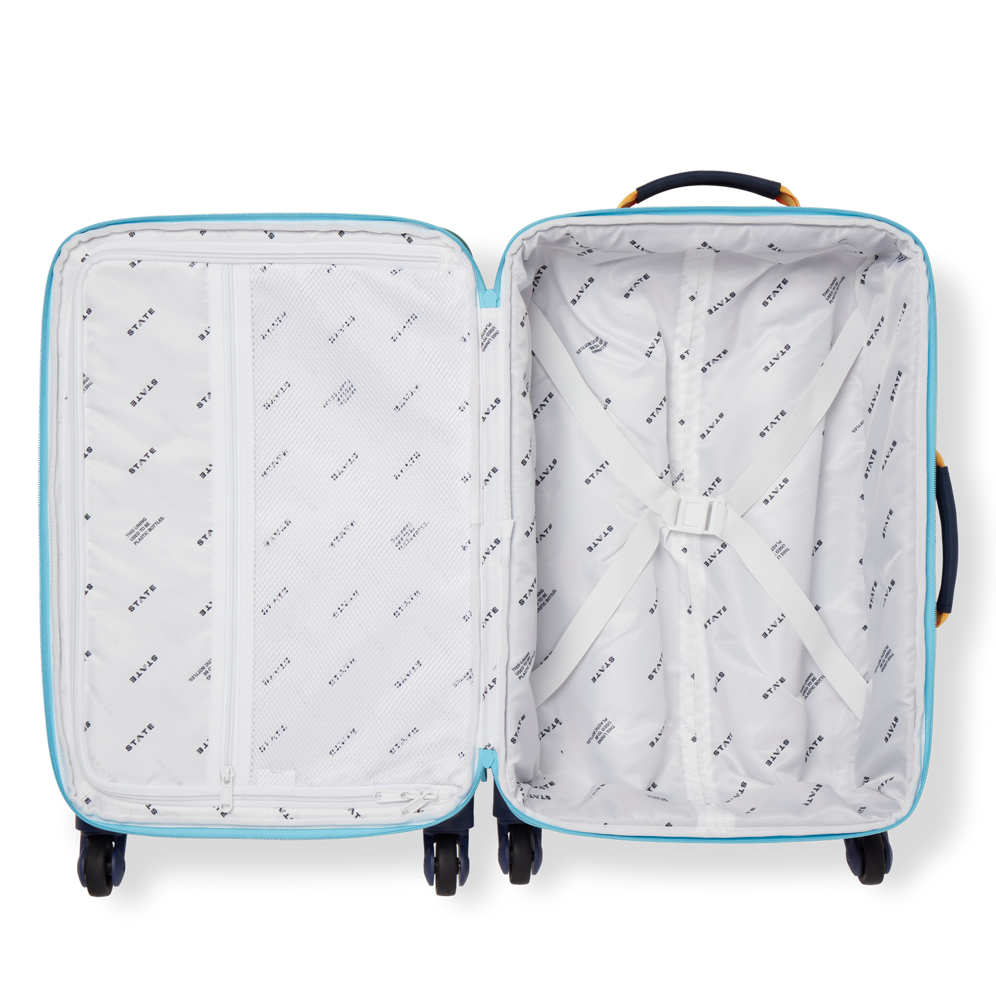Logan Carry-On Suitcase in Green/Navy, back view