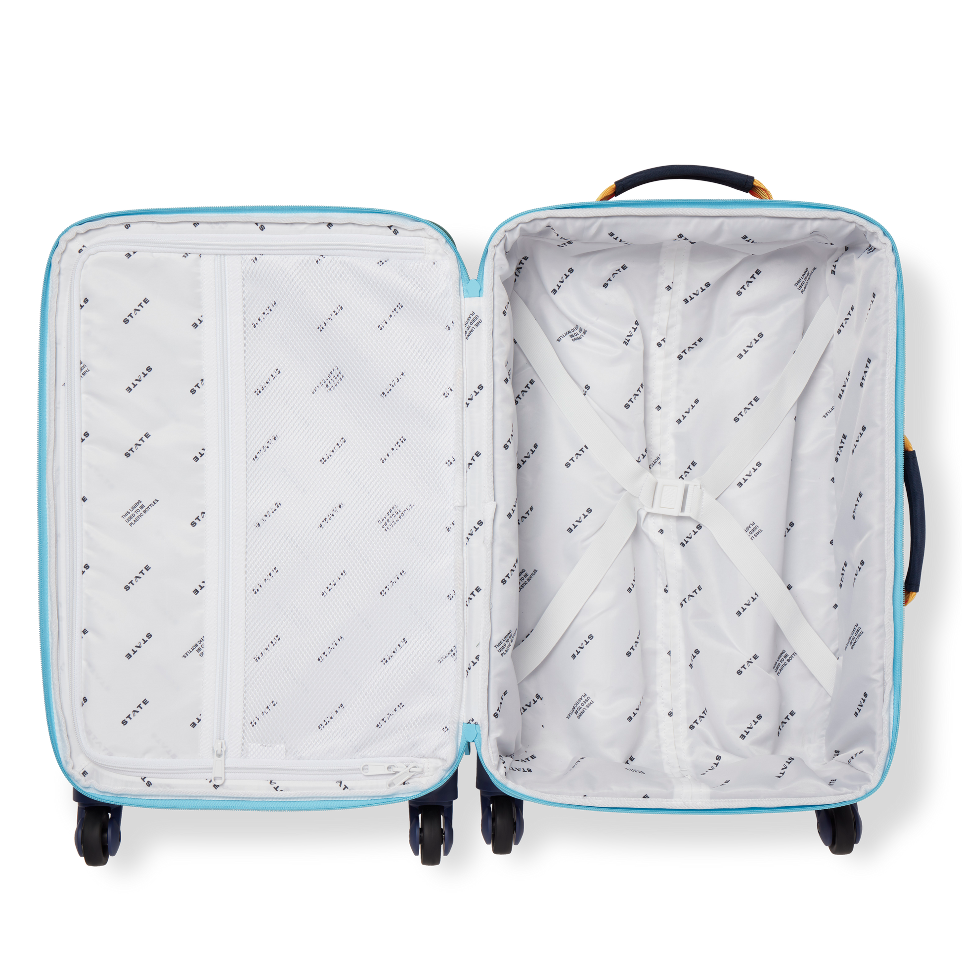 Logan Carry-On Suitcase in Green/Navy, back view