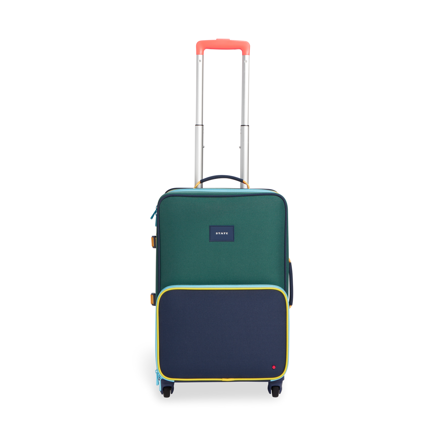 Logan Carry-On Suitcase in Green/Navy, front view