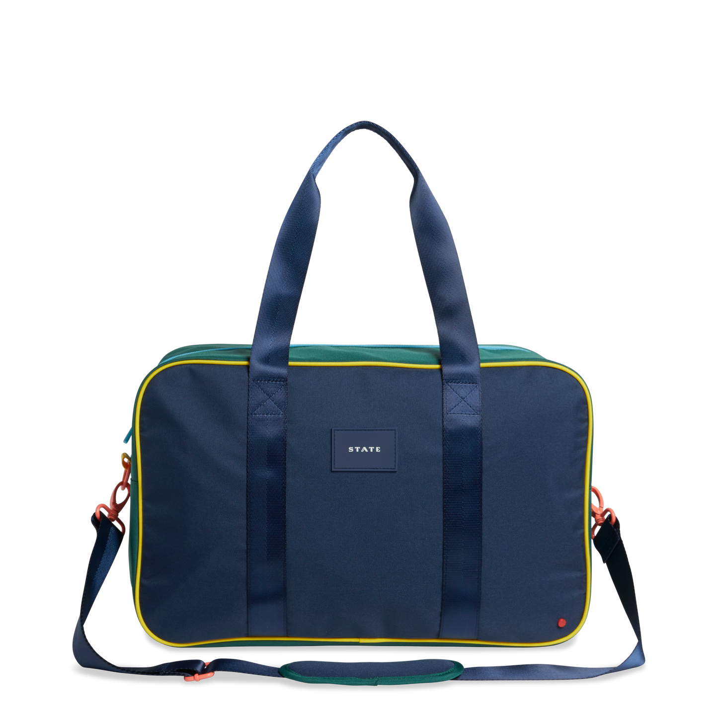 Rockaway Duffle in Green/Navy, front view