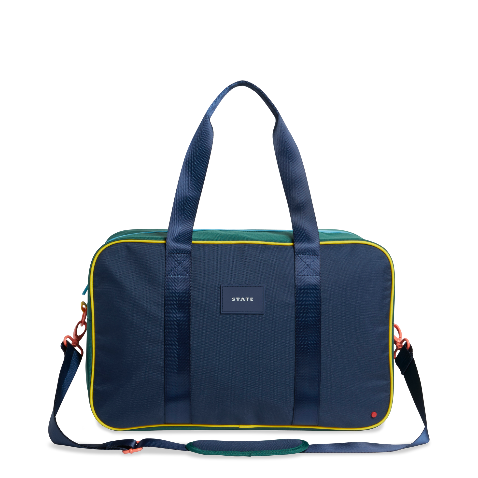 Rockaway Duffle in Green/Navy, front view
