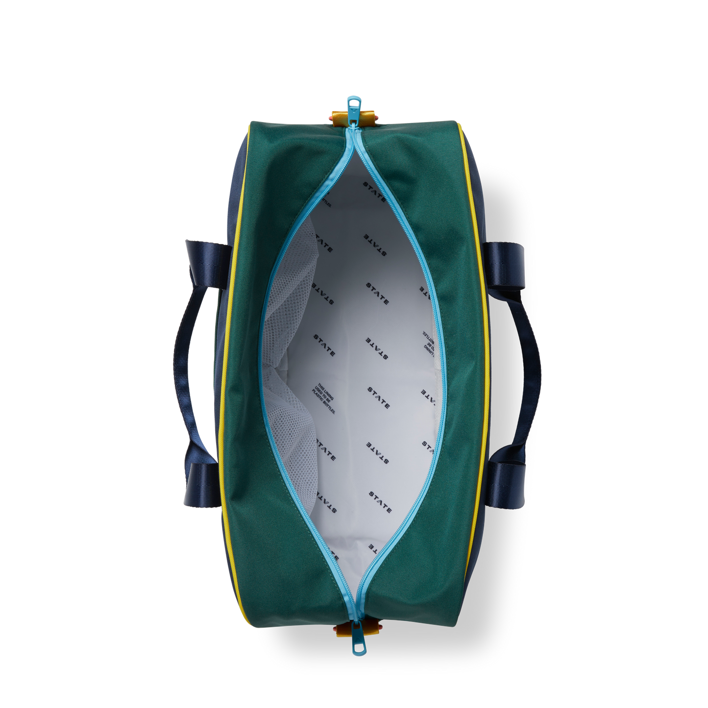 Rockaway Duffle in Green/Navy, back view