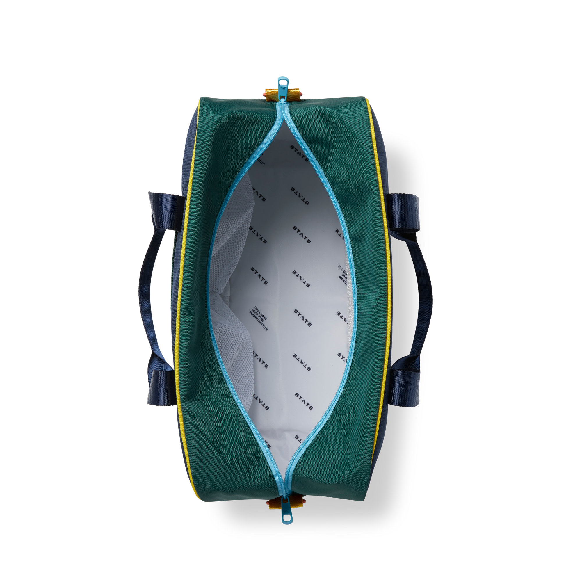 Rockaway Duffle in Green/Navy, back view