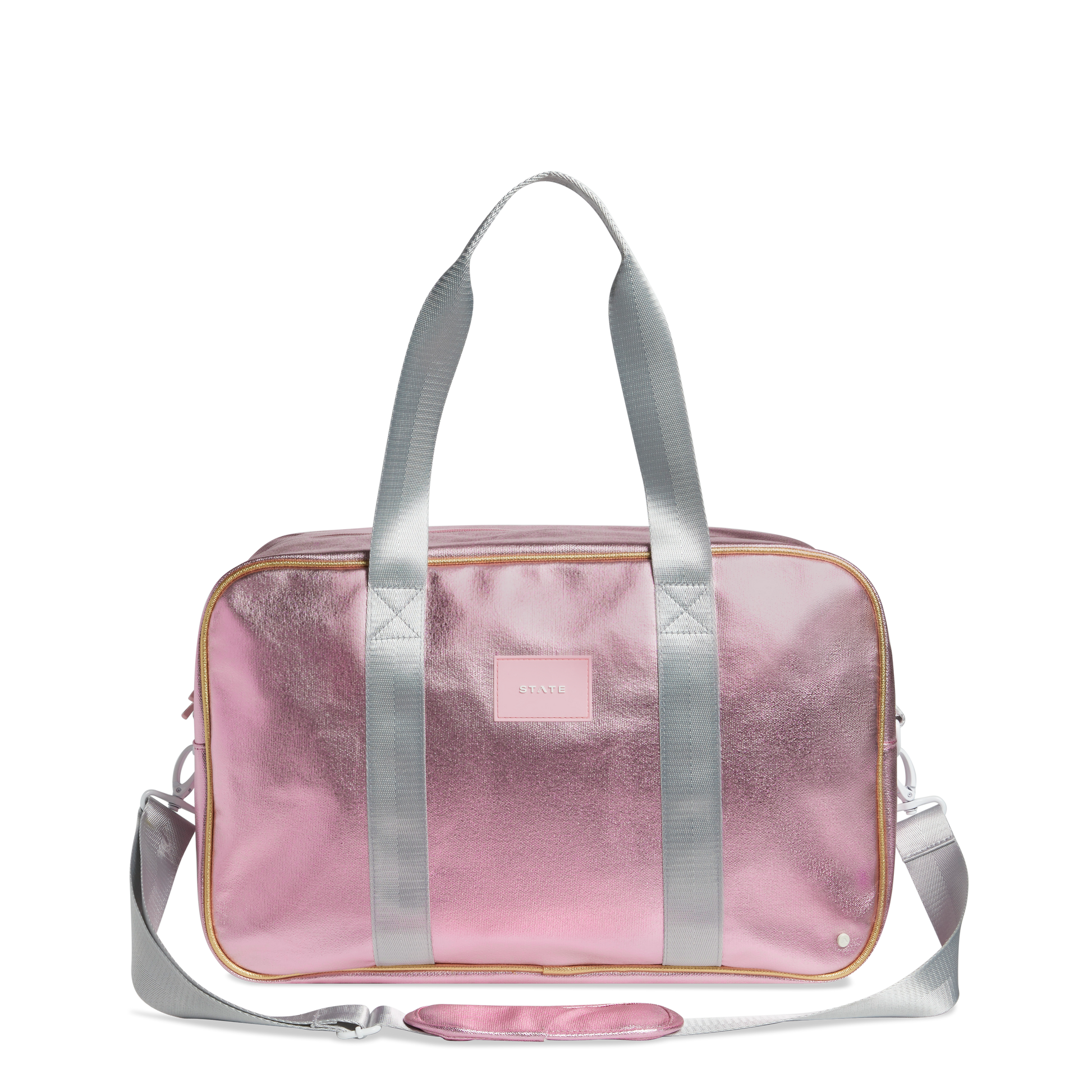Rockaway Duffle in Pink/Silver, front view
