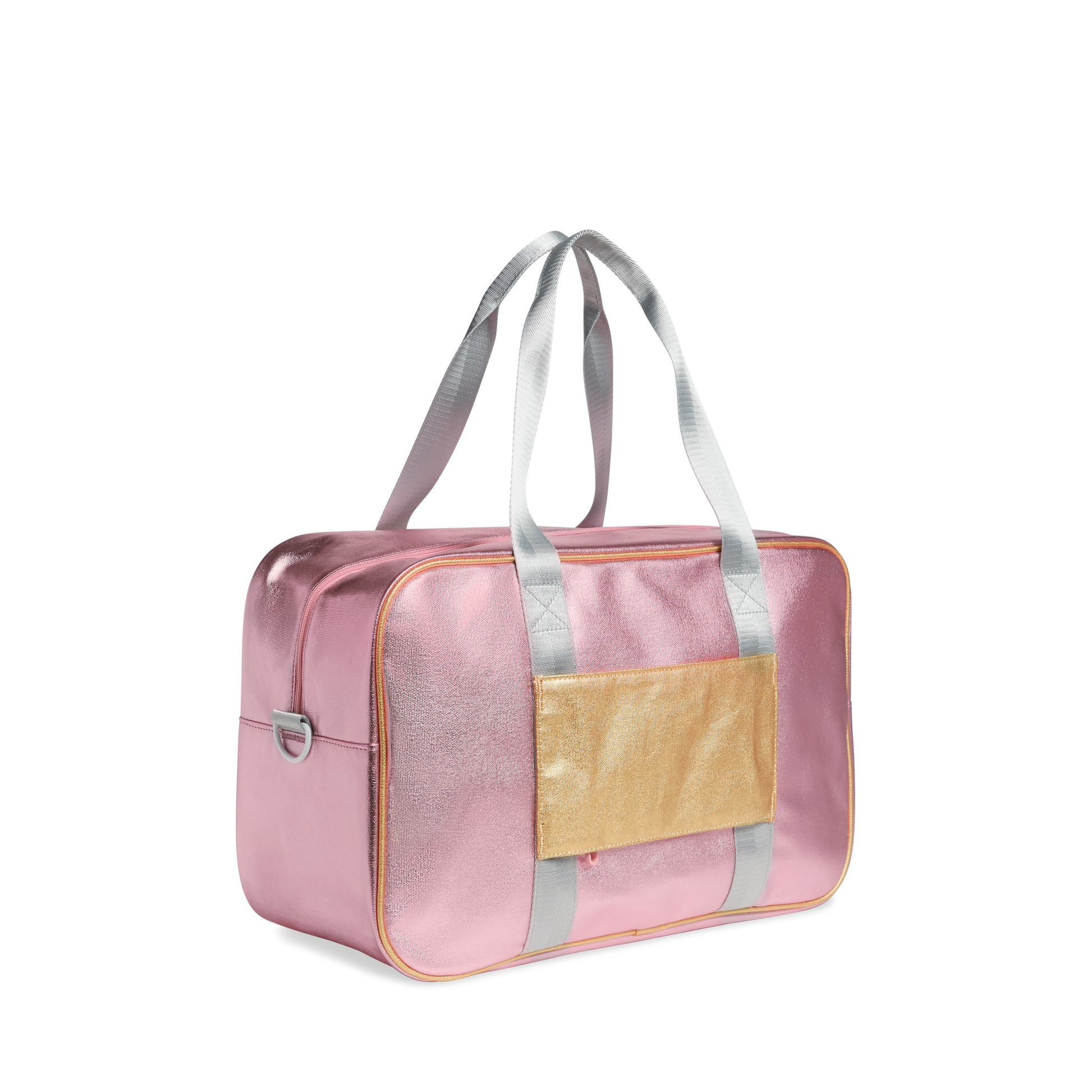 Rockaway Duffle in Pink/Silver, side detail