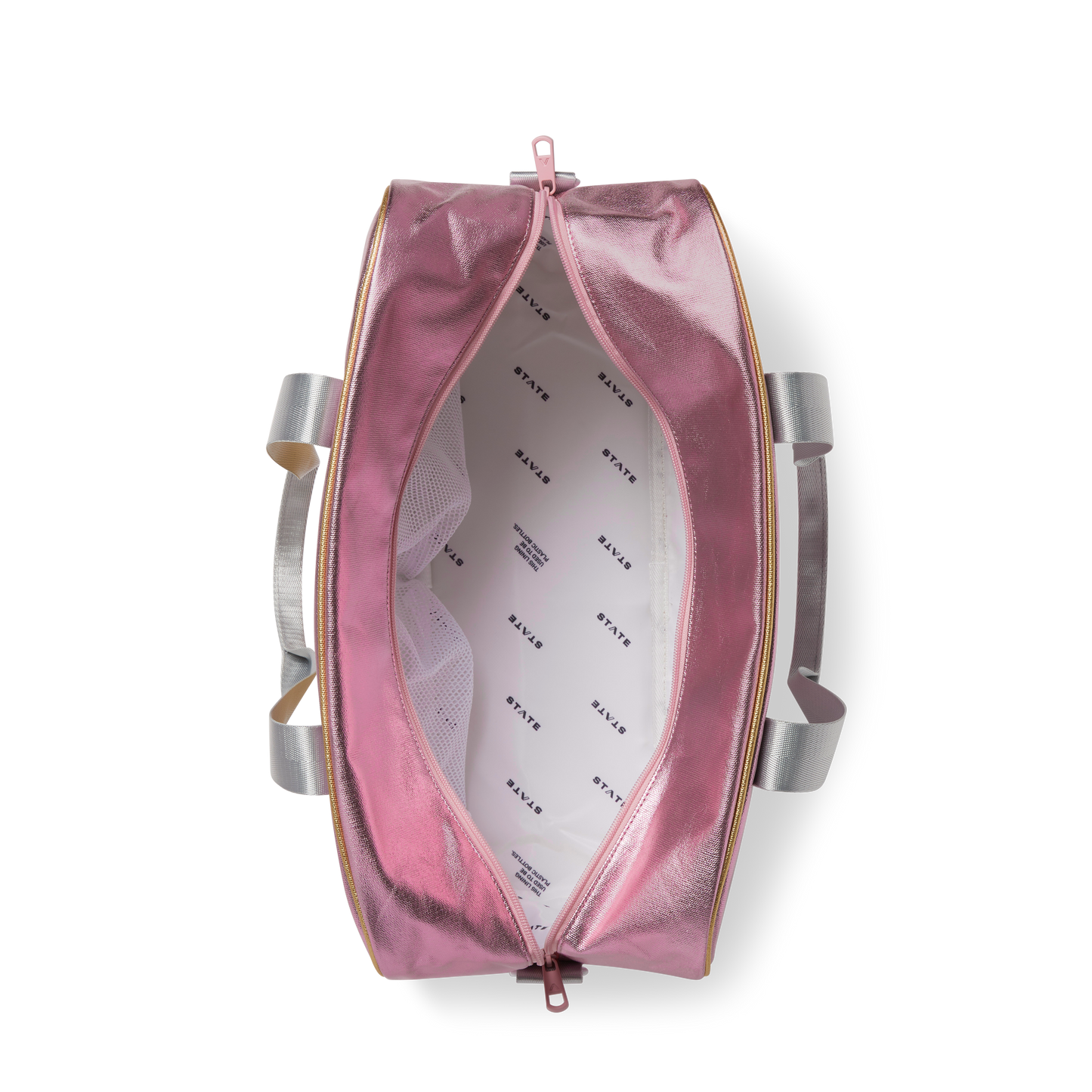 Rockaway Duffle in Pink/Silver, strap detail