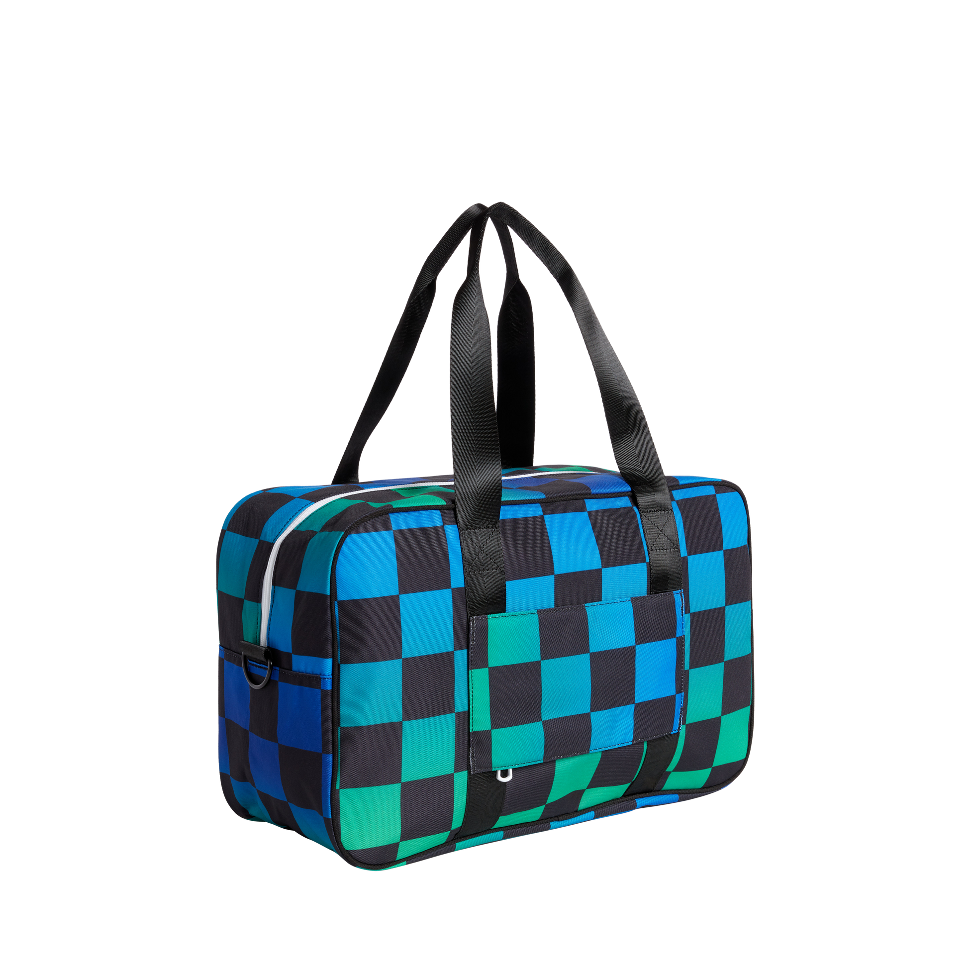 Rockaway Duffle in Blue Checkerboard, side detail