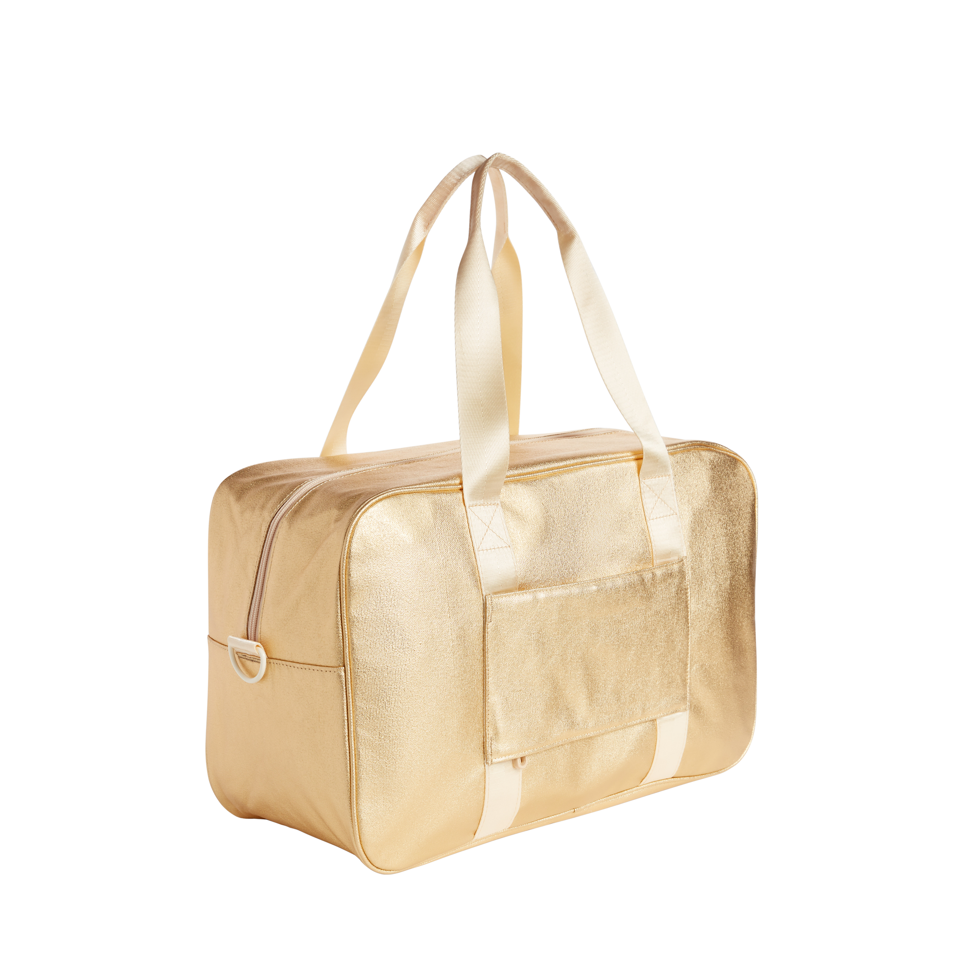 Rockaway Duffle in Gold, side detail