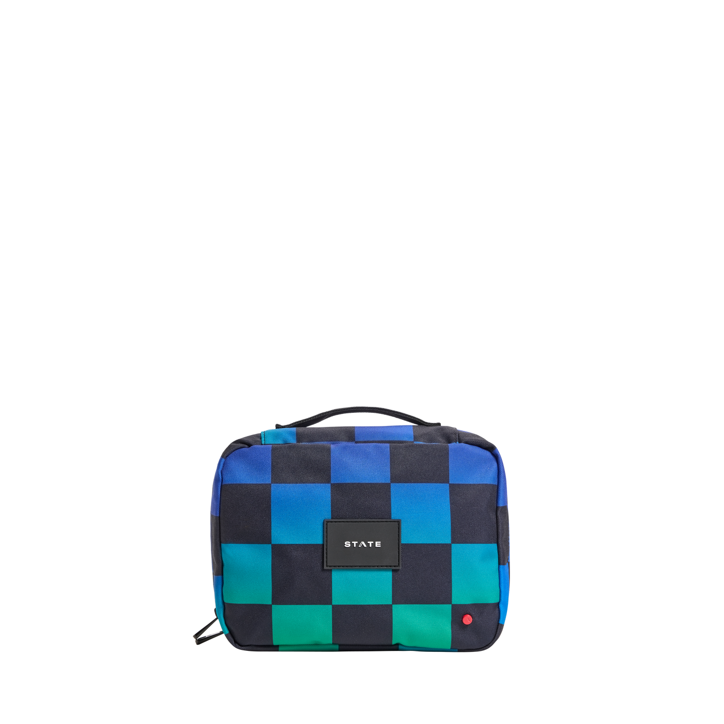 Bensen Toiletry Kit in Blue Checkerboard, front view