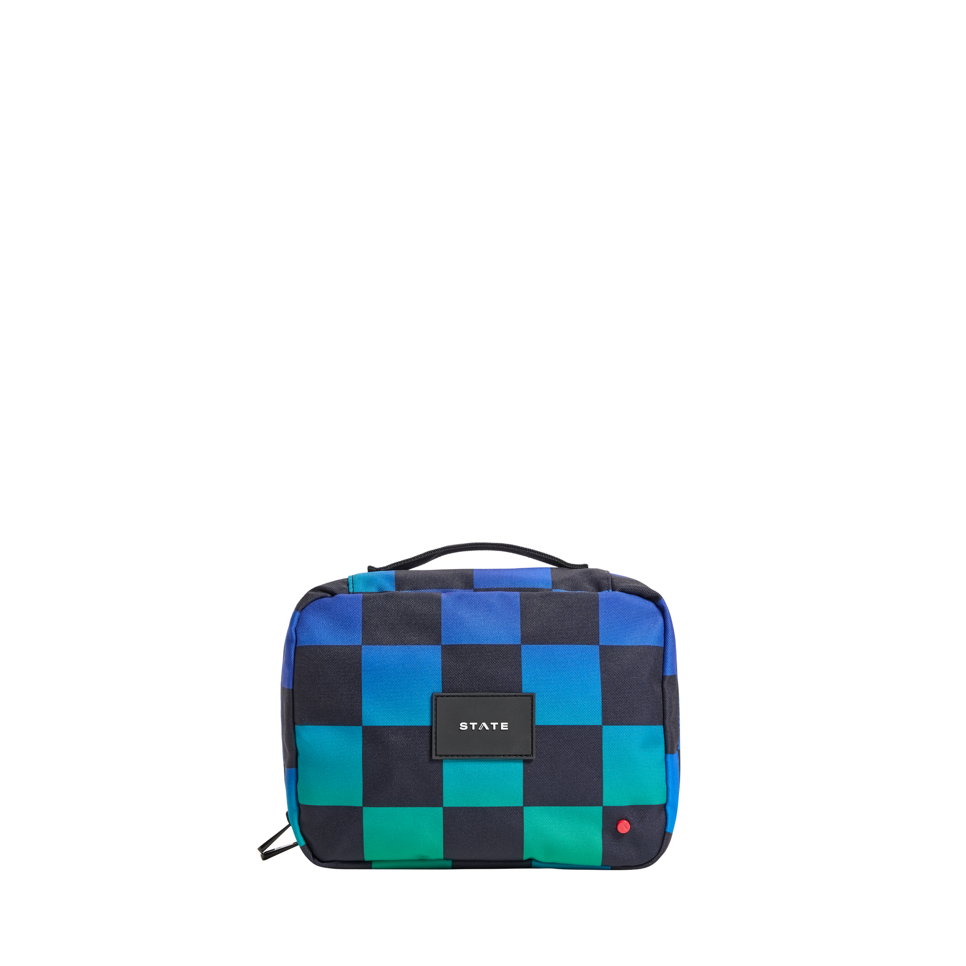 Bensen Toiletry Kit in Blue Checkerboard, front view
