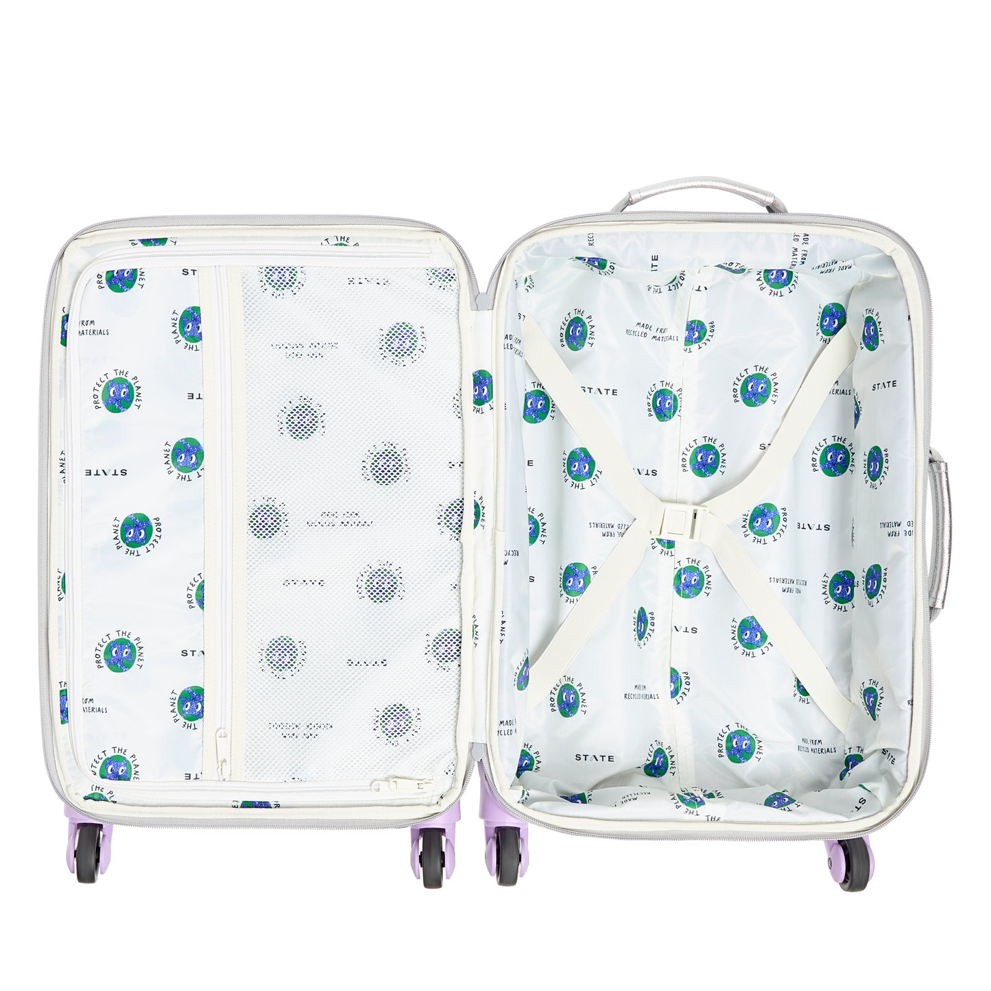 Logan Carry-On Suitcase in Patchwork Hearts, interior packed view
