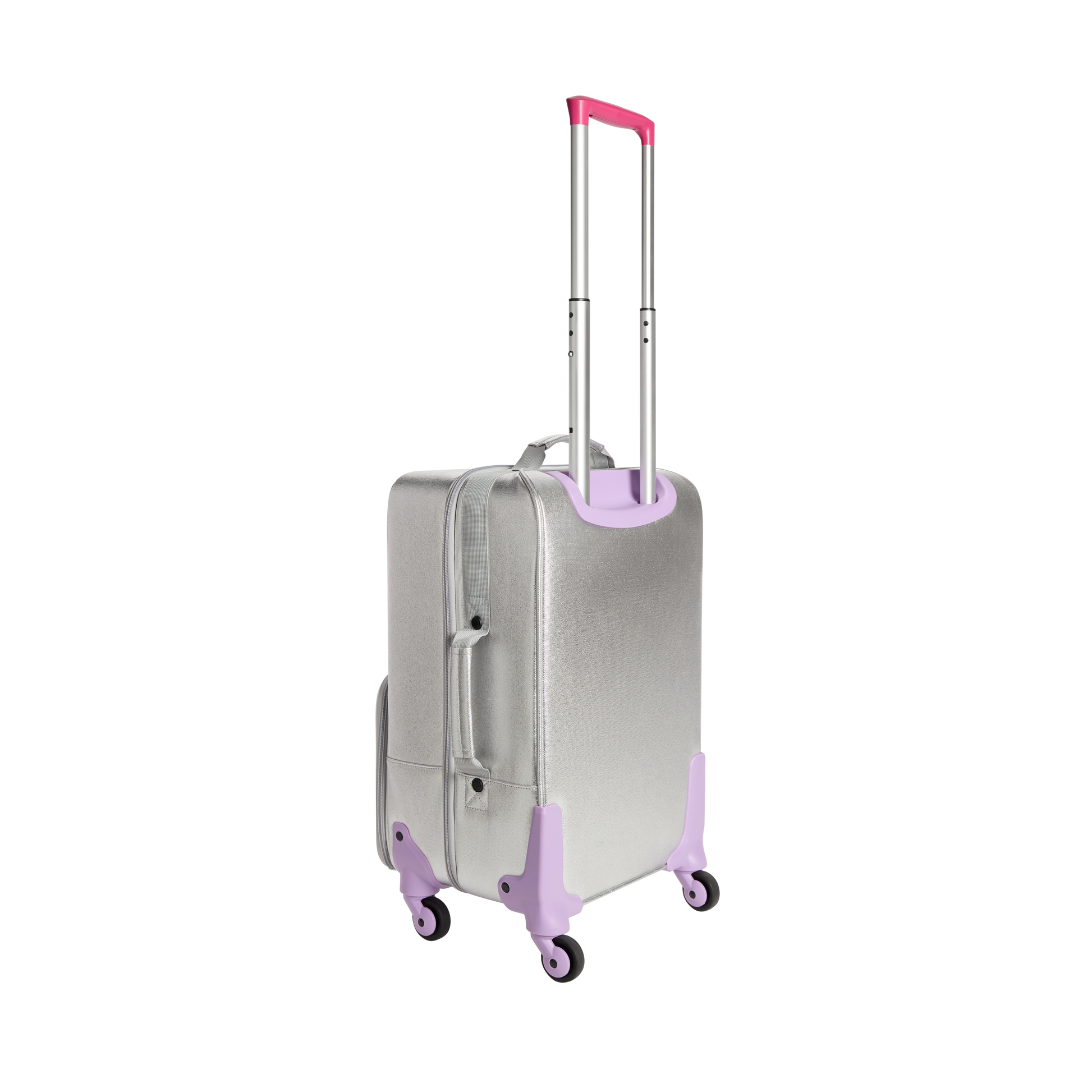 Logan Carry-On Suitcase in Patchwork Hearts, styled with child traveler