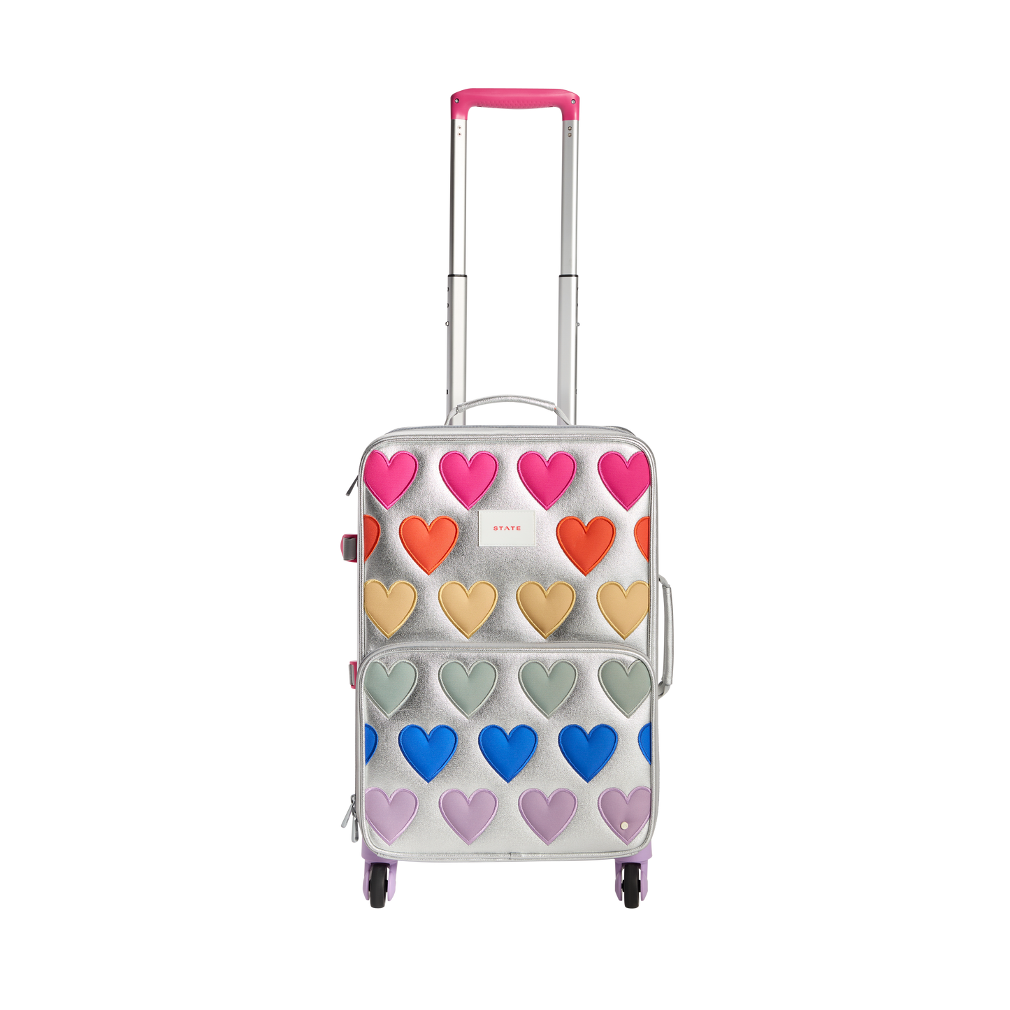 Logan Carry-On Suitcase in Patchwork Hearts, front view