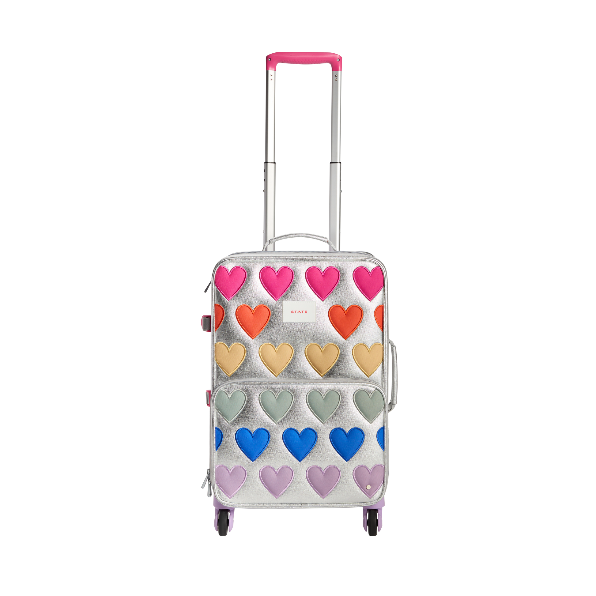 Logan Carry-On Suitcase in Patchwork Hearts, front view