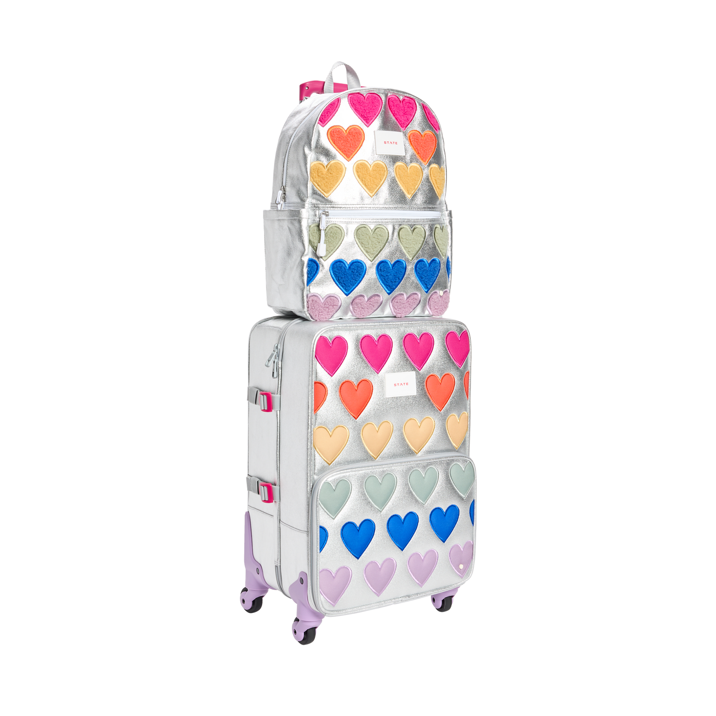 Logan Carry-On Suitcase in Patchwork Hearts, print close-up