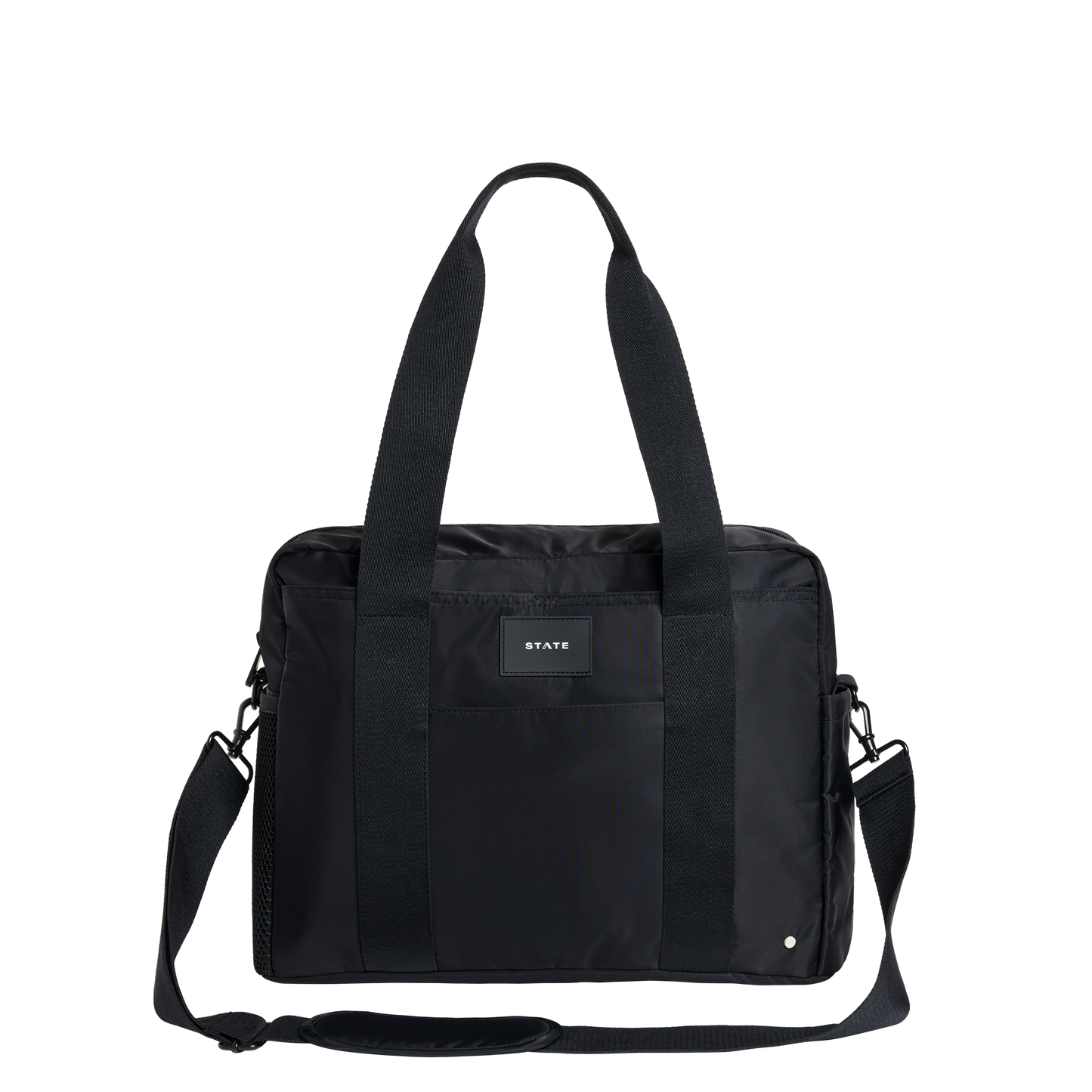 Jordan Diaper Tote in Black, front view