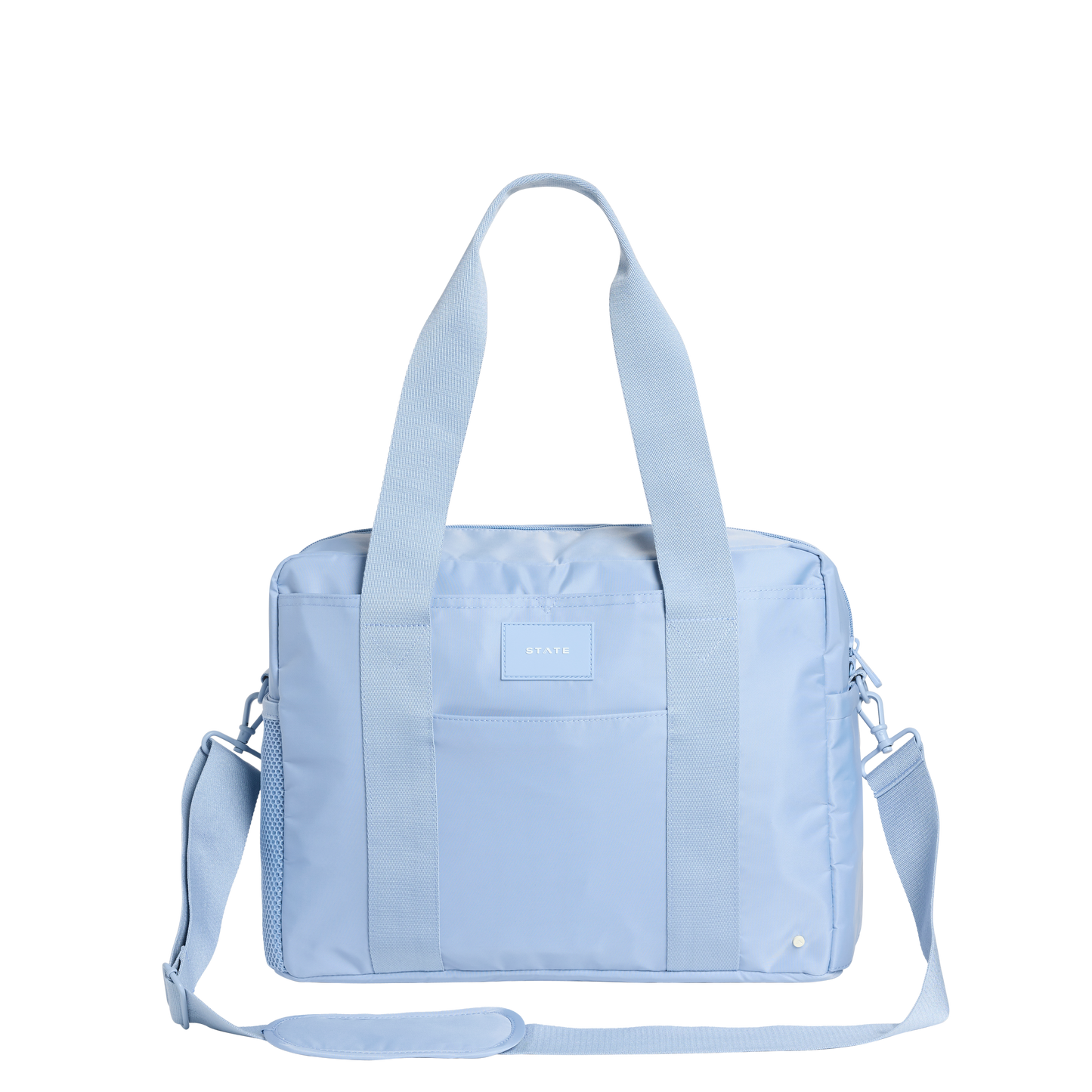 Jordan Diaper Tote in Ice Blue, front view