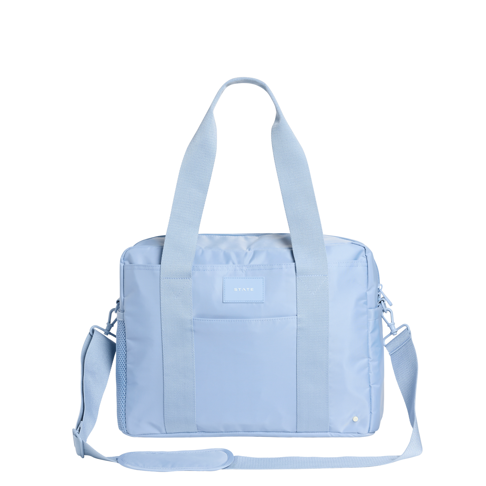 Jordan Diaper Tote in Ice Blue, front view