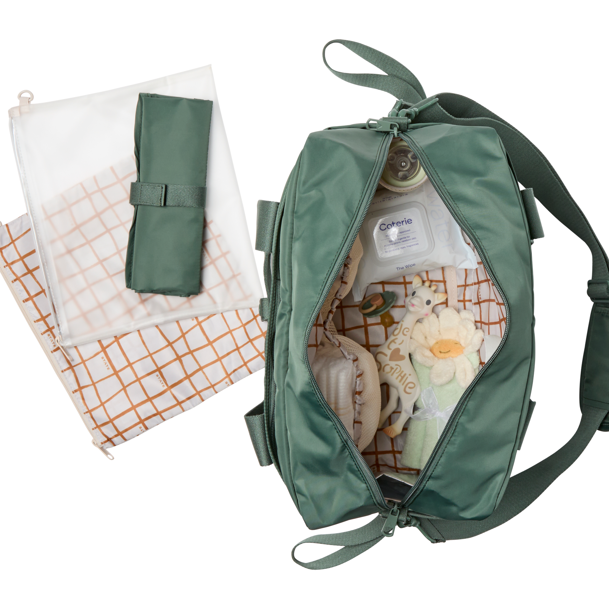 Jordan Diaper Tote in Ice Blue, side detail